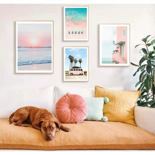 Coastal Viewscape Nature Scenery Wall Poster Nordic Bus Canvas Art Print Sea Painting Landscape Scandinavian Decor Picture