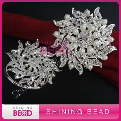 New fashion pearl clear rhinestone napkin ring for party decor,free shipping