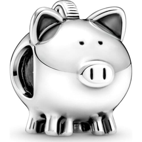 Original Vintage Piggy Bank Beads Fit 925 Sterling Silver Animal Charm Pandora Bracelet Bangle Diy Jewelry