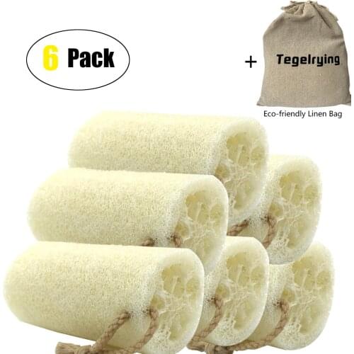 Loofah Sponge Exfoliating,6 Packs 100% Natural Large Back Scrubber for Men Women Bath Shower Body Skin Cleansing Luffa 5 inches