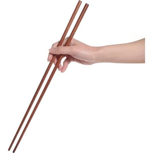 1 Pair of Cooking Chopsticks Extra Long Wooden Kitchen Wok 42 Cm Brown Hot Pot Ramen Cooking Hotel Extra Long Chopsticks