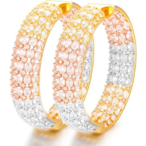 LARRAURI Luxury Elegant Cubic Zirconia Nigerian Wedding Bridal Womens Earrings Charms Big Hoop Earrings For Women in Jewely 2019