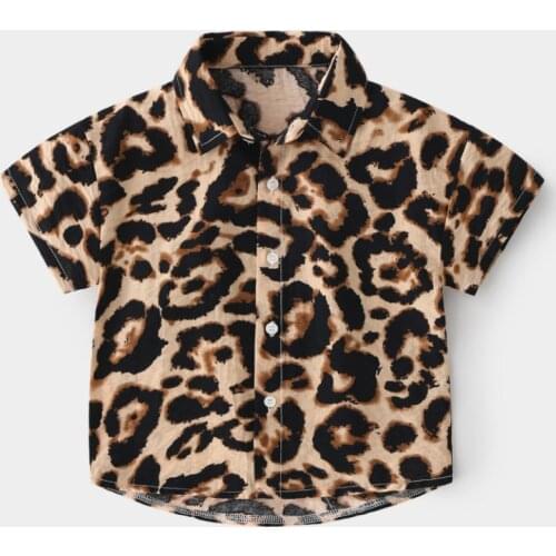 Kids Boys Shirts Short Sleeve Leopard Tree Print Toddler Shirts For Boys Cotton Boy Girl Beach Blouse Tops Children Clothes