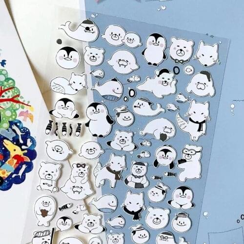Sonia No.2009 Love Arctic Stickers Cute Polar Bear Fox Penguin Scrapbooking Material DIY Craft Sticker Junk Journal Supplies