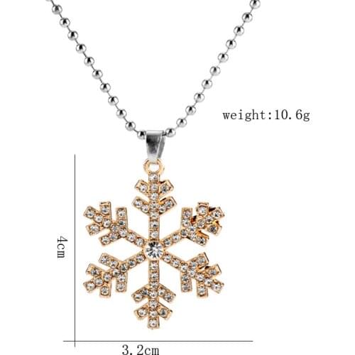 Rhinestones Snowflake Necklace Winter Fashion Jewelry Beads Chain Charm Choker Womens Accessories Pendants&Necklaces