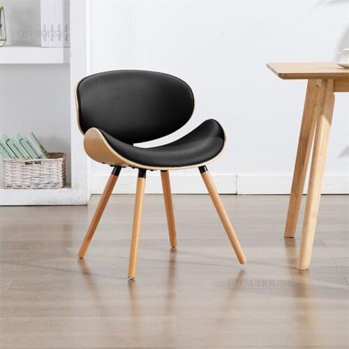 Leather Home Furniture Back Dining Chair Simple Modern Office Hotel Lobby Leisure Chair Bedroom Dormitory Designer Vanity Chairs