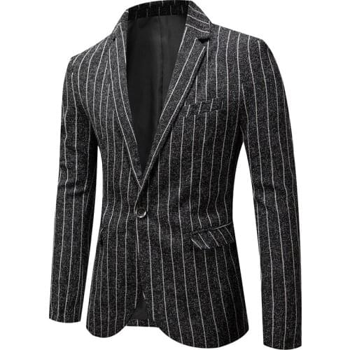 Spring Autumn Suit Jacket New Fashion Simple One Button Stripe Mens Frock Coat Steampunk Man Colbert Jasje Mannen Casual Blazers