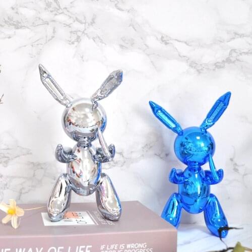 WU CHEN LONG Abstract Plating Art Rabbit Figurine Bunny Art Sculpture Home Decorations Resin Crafts Ornament R1782
