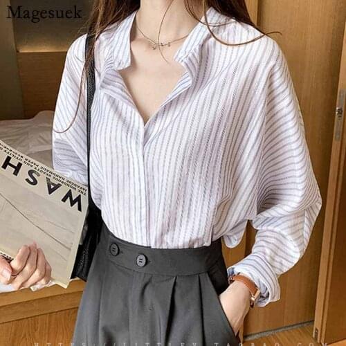 Office Lady Thin Sunscreen Shirts and Blouses 2020 Fashion Striped Shirt Women Summer New Long Sleeve Shirt Women Tops 11391