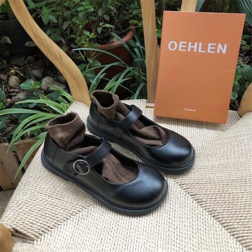 Mori womens retro leather shoes British style wild soft girl black shallow mouth small shoes womens shoes