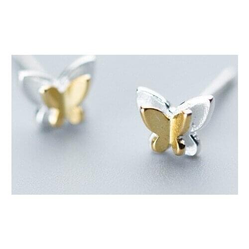 100% Pure 925 Sterling Silver Butterfly Stud Earrings for Women Girl Gift Party Jewelry Accessories pendientes A017
