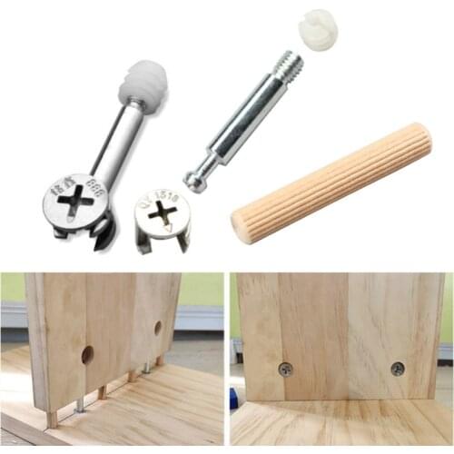 100pcs Wood Dowel Pins and 20pc Wheel Nut Connector Fixer Screw for Wood Splicing Fastenning Furniture Connection