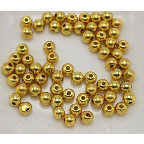 1000 Golden Tone Plastic Round Spacer Beads 4mm Smooth Ball Beads