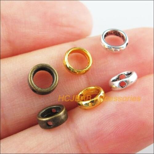 180Pcs Retro Tibetan Silver Tone Gold Antiqued Bronze Tone Round Frame Spacer Beads Charms 6mm