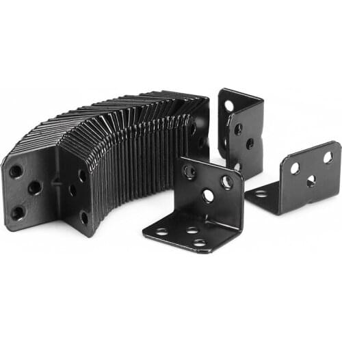 20Pcs Black Paint 6 mounting screw holes 90 Degrees Corner Brackets Fittings Straight Brackets Furniture Repair Reinforce Steel