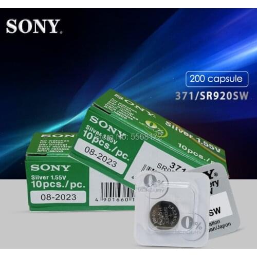 200pcs FOR SONY AG6 371 SR920SW LR920 171 370 371 L921 LR69 SR920 SR69 1.55V Single grain packing Button Cell watch Coin