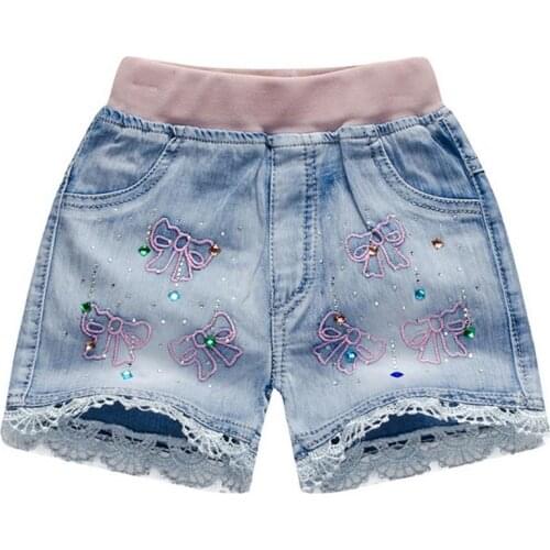 2020 New fashion kid girl jeans short pants cartoon girls shorts summer kids children denim jeans shorts trousers 3-13Y