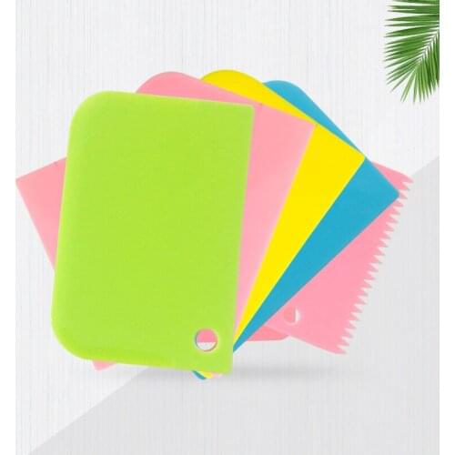 3Pcs/Set Cream Scraper PP Plastic 3Colors DIY Cake Decorating Baking Tools Spatulas Durable Fondant Pastry Cutters
