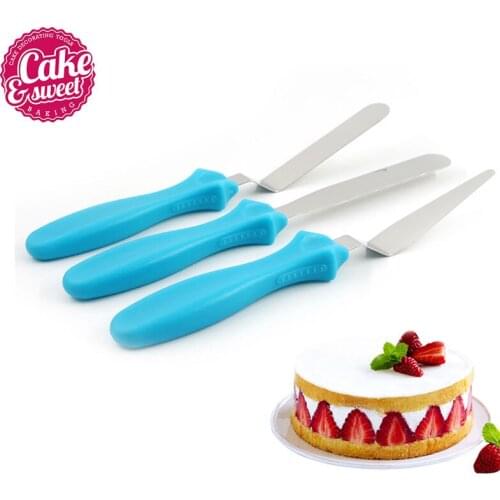 3pcs/set Cream Knife Spatula Cranked / Angled Spatula Palette Knife Cake Decoration Tools Baking Pastry Spatula Bent
