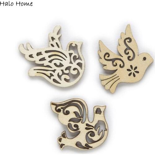 30pcs Bird Wood Patch Sewing Scrapbooking Home Handwork DIY Animal Decor Wooden Pendant Decoration 32-40mm