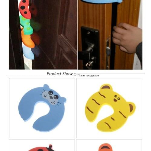 5PCS/ Cartoon Child Security Door Card File Environmental Protection Materials Baby door anti - Folder Hand Security door card