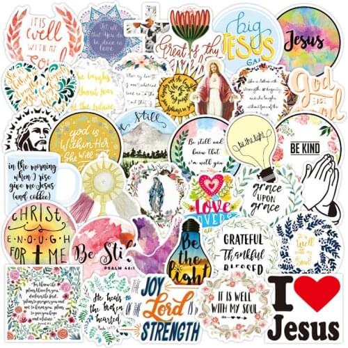 50PCS Jesus Christians Religion Sayings Graffiti Stickers Skateboard Fridge Guitar Laptop Classic Cool Sticker Decals