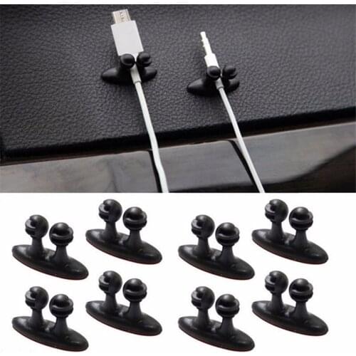 8PCS Car Storage Accessories Interior Mini Adhesive Car Product Charger Line Clasp Clamp Headphone/USB Cable Car Fastener Clip