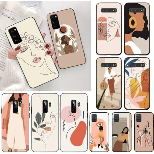 Minimalist art abstract fashion vintage girl Phone Case for Samsung S20 plus Ultra S6 S7 edge S8 S9 plus S10 5G lite 2020