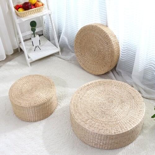 Decorative Cushions Rustic Floor Cushion Straw Pouf Seat Meditation Ottoman Meditation Cushion Buckwheat Floor Seat Home Decor