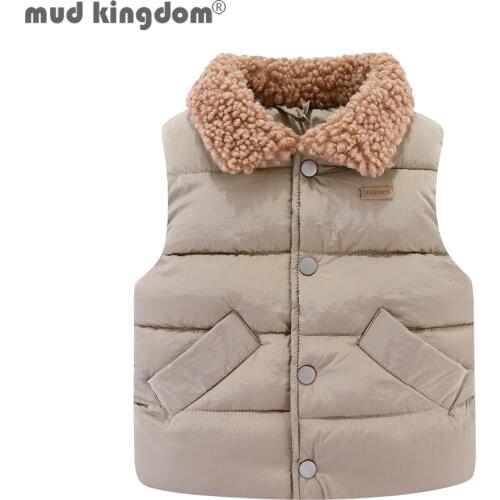Mudkingdom Kids Jacket Vest Autumn Winter Sleeveless Wool Lapel Colar Children Outerwear