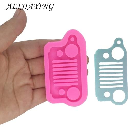DIY car stand grill shape silicone mold for key chains with hole Pendant resin jewelry epoxy molds 3D crafts tools DY0065
