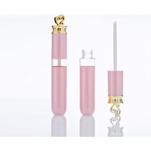 6ML 50pcs/lot Pink Elegant Empty Lip Gloss Tube, DIY Plastic Graceful Lipstick Refillable Bottle, Professional Lip Beauty Tool