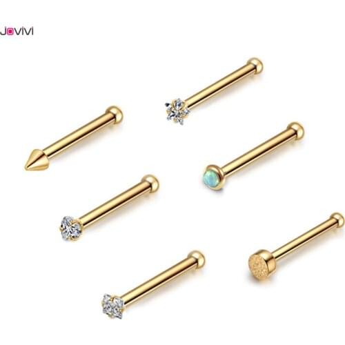 JOVIVI Newest Stainless Steel 20G Nose Septum Ring Studs Bone Nostril Pin Straight Shape Bar Fashion Nose Piercing Jewelry 6pcs