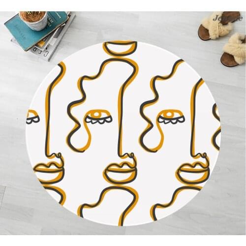 Abstract Face Art Print Round Carpet Creative Non-slip Area Rug For Living Room Bedroom Rug Cartoon Pink Bow Carpet Home Decor