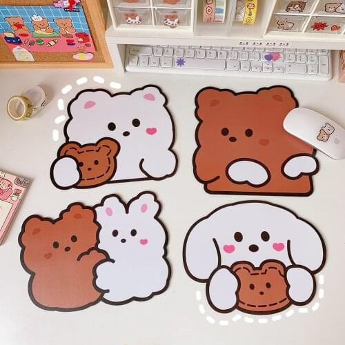 Cute Cartoon Bear Non-slip Waterproof Desk Mat Mouse Pad Small Kawaii Antiskid Computer Accessories School Stationery