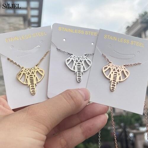 Fashion Elephant Necklace Luck Pendant Clavicle Chains Statement Necklaces for Women Girl Beach Jewelry Wholesale Collar
