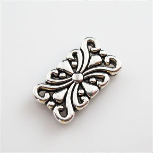 Fashion 8Pcs Tibetan Silver 5-5 Hole Flower Spacer Bar Beads Connectors Charms 14x24mm