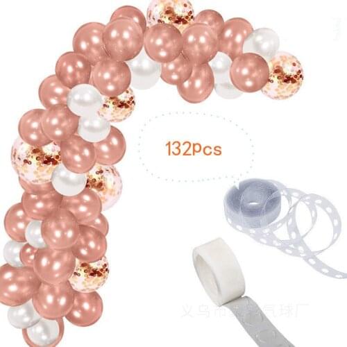 132pcs Rose Gold Multicolored Balloon Arched Garland Set Baby Birthday Party Decoration Balloon Birthday Party Decorations