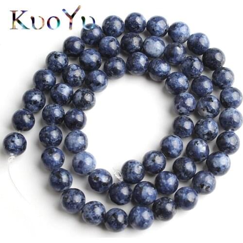 Natural Blue Spot Stone Beads Round Loose Spacer Beads 15'Strand/Inches 6/8/10mm For Jewelry Making DIY Bracelets Necklace