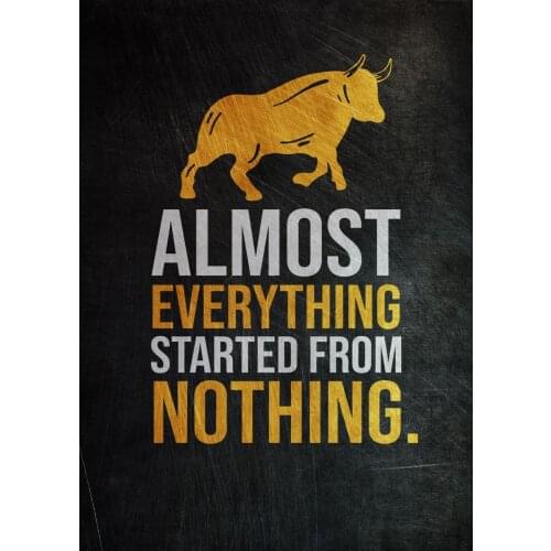 Small Size Almost Everything Started From Nothing Canvas Painting Wall Decor Inspirational Picture Black White Classroom Posters
