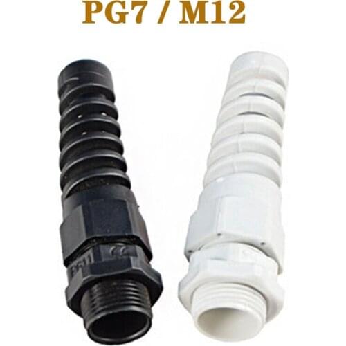 Nylon Cable glands PG7 M12 waterproof cable connectors thread gland rubber wiring conduit IP68 Anti-bending plastic cable sleeve