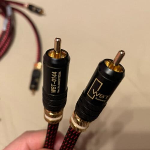 1 pair High Quality Hifi Audio OFC 2RCA to 2RCA Extension cable RCA interconnect cable with WBT-0144 RCA connector plug