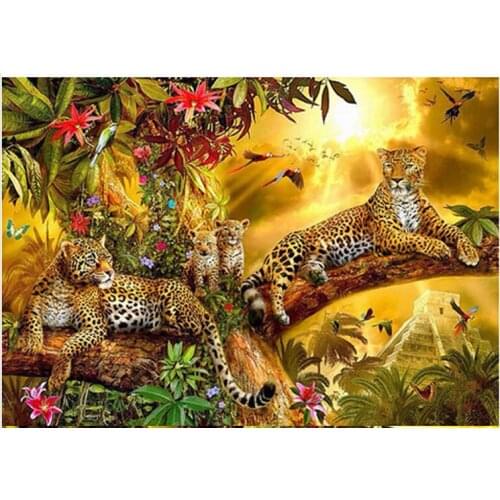 2016 New DIY Diamond Painting Leopard Tree Diamond Cross-Stitch Thorn To Draw Needlework Diamond Embroidery