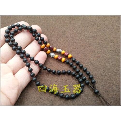 The new high-quality black stone necklace inlaid silver beads wholesale rope