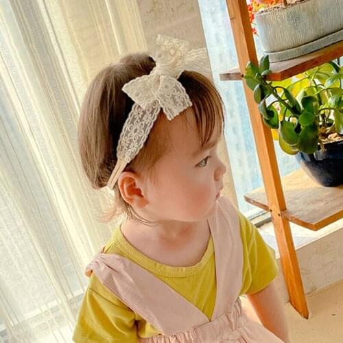 Solid Color Baby Girl Headband Lace Princess Bows Kids Headwear Infant Girls Hair Clips Baby Hair Accessories 3-12 Months