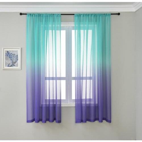 Colorful Rainbow Gradient Sheer Curtain for Living Room Wedding Party Decoration Organza Country Style Tende zh041C