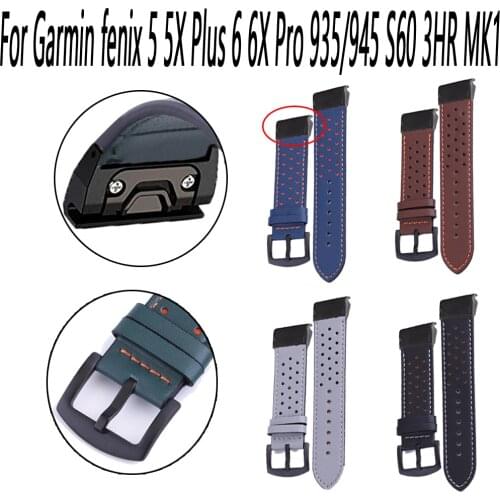 The new Leather sports Quick release Watch band for Garmin Fenix 6 6X Pro 5 5X Plus 935 945 3HR Mk1 S60 replacement accessories