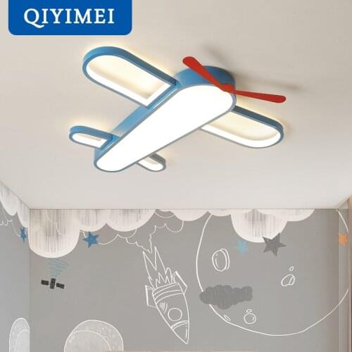 New Modern LED Child Chandeliers Lamps For Girls Room Boy Bedroom Blue Airplane Light Shade Lighting Lampadario Lustres Fixture