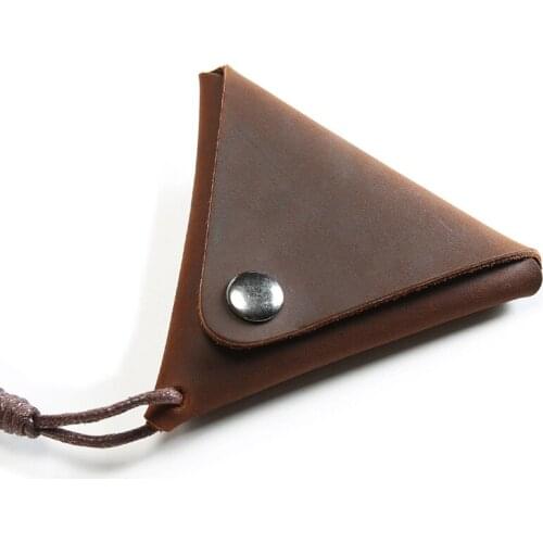 Triangle Real Leather Coin Purses Holders Small Coin Wallet Purse Handmade Mini Coin Bag Pocket Holder Kids Purse