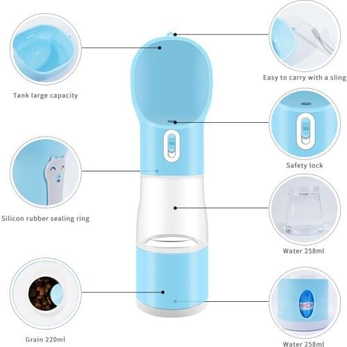 Dog Outdoor Water Bottle Cat Feeder Pet Pooper Scooper Puppy Food Bowl Kitten Drinking Fountain Pet Supplies Travel Accessories